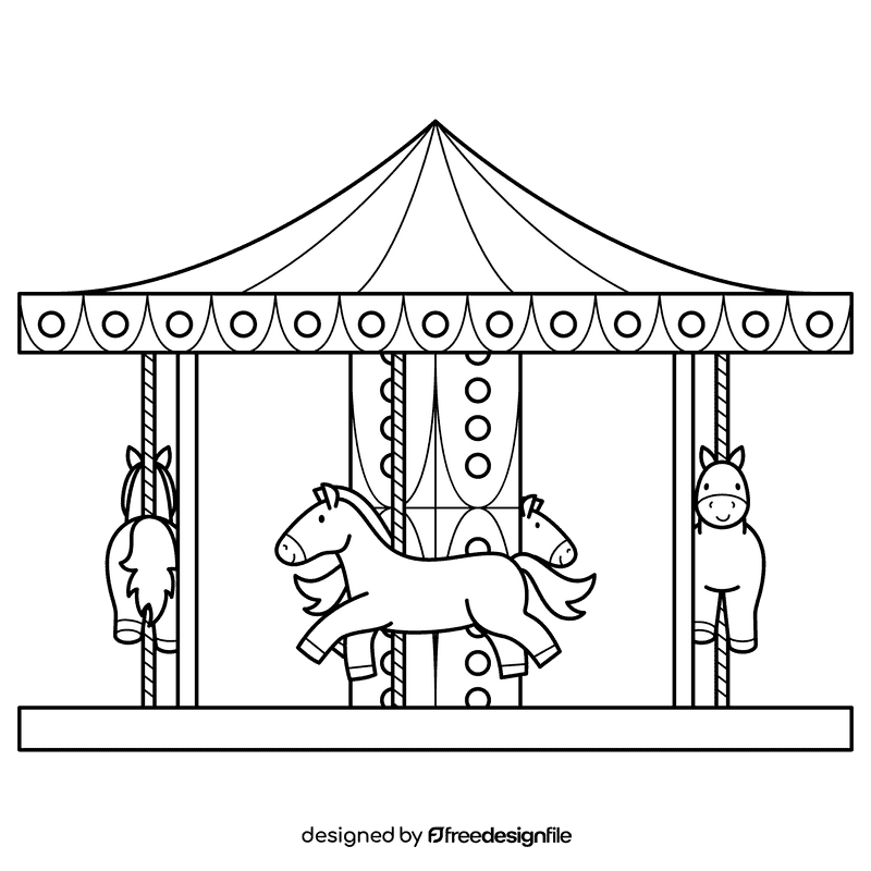 Carousel Horse Ride black and white clipart
