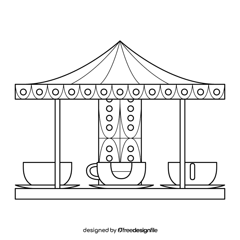Carousel Tea Cup black and white clipart