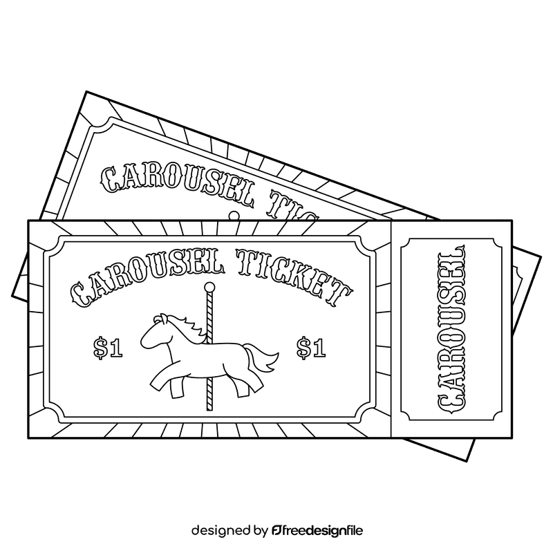 Carousel Ticket black and white clipart