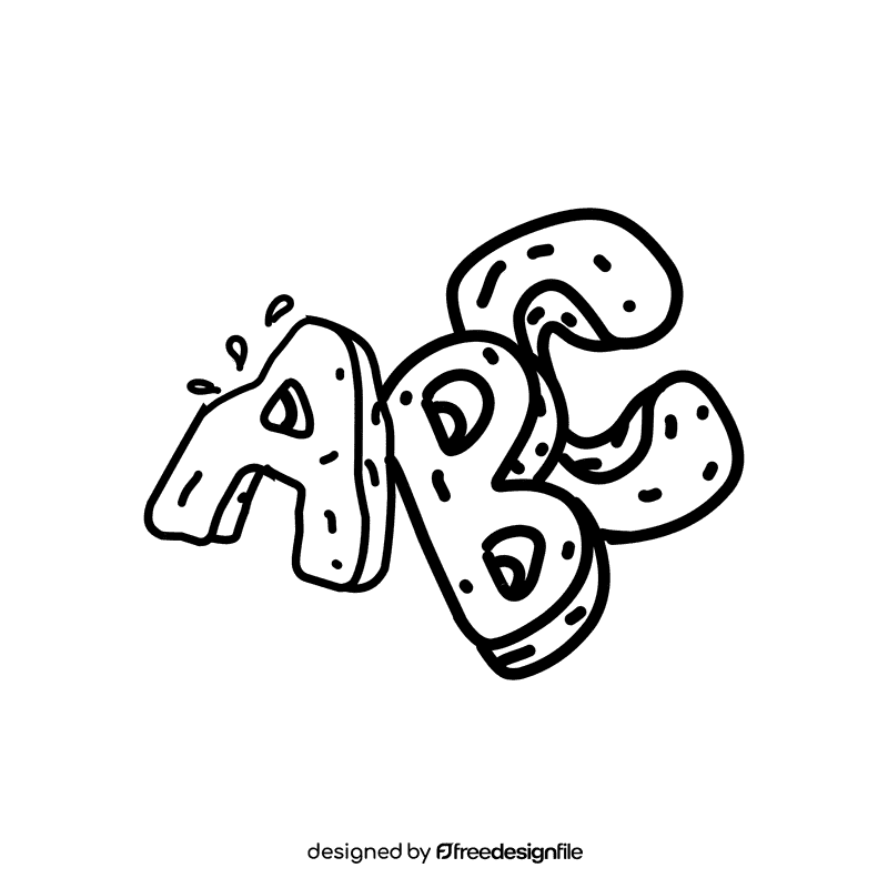 Chicken Nugget Alphabet black and white clipart
