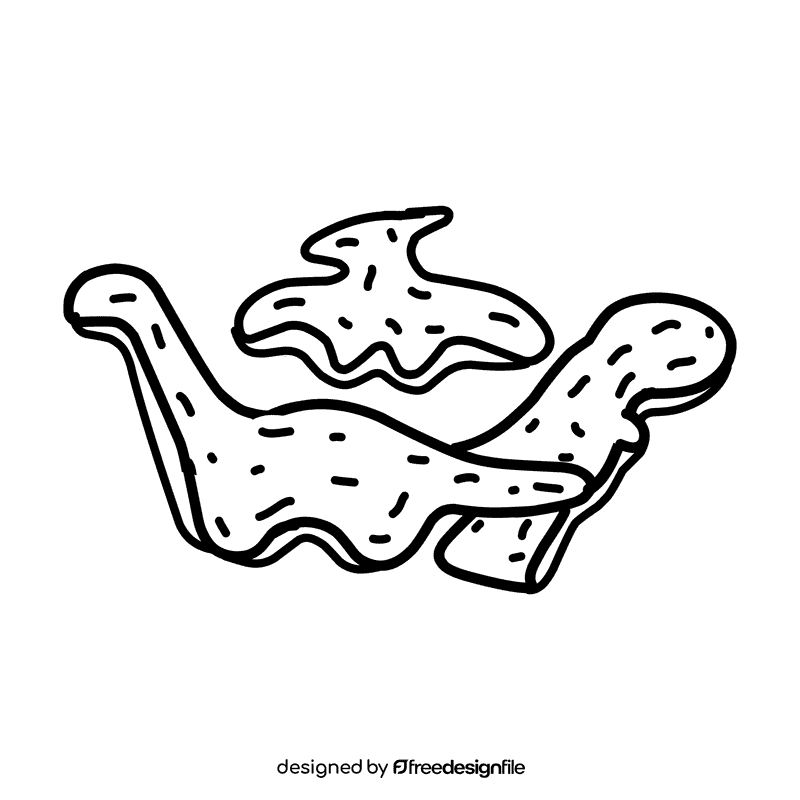 Chicken Nugget Dino black and white clipart
