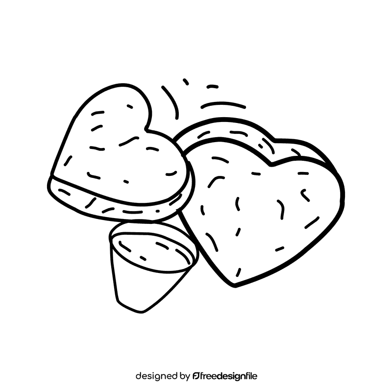 Chicken Nugget Heart black and white clipart