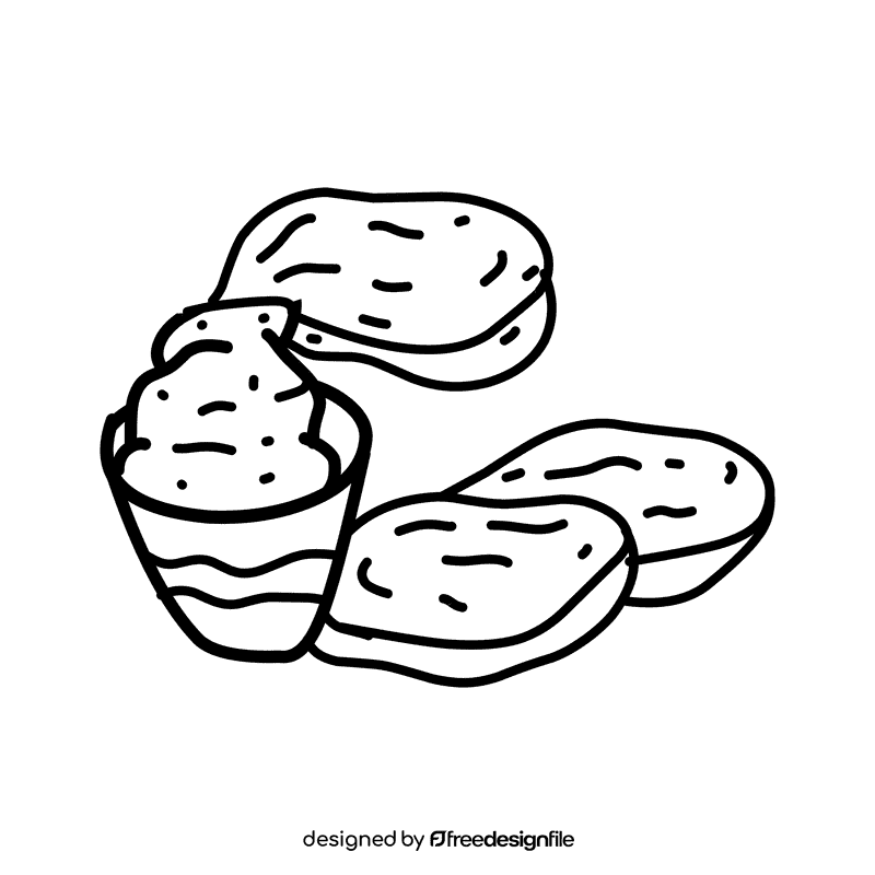 Chicken Nugget Mayonnaise black and white clipart