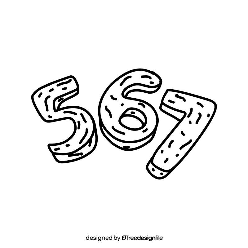 Chicken Nugget Number black and white clipart