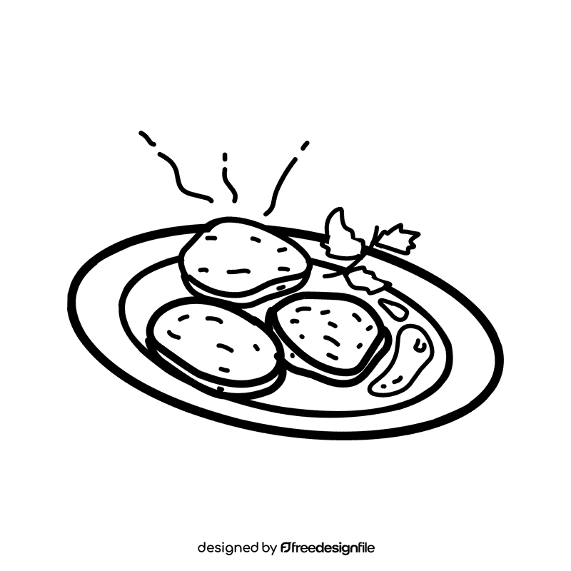 Chicken Nugget Plate black and white clipart