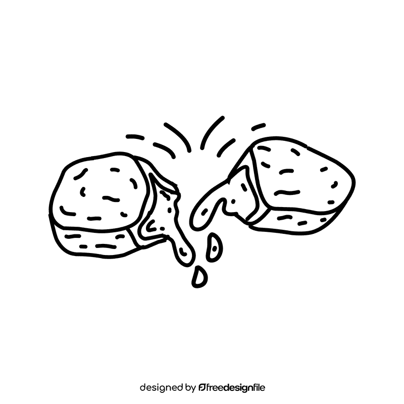 Chicken Nugget Stuffed black and white clipart