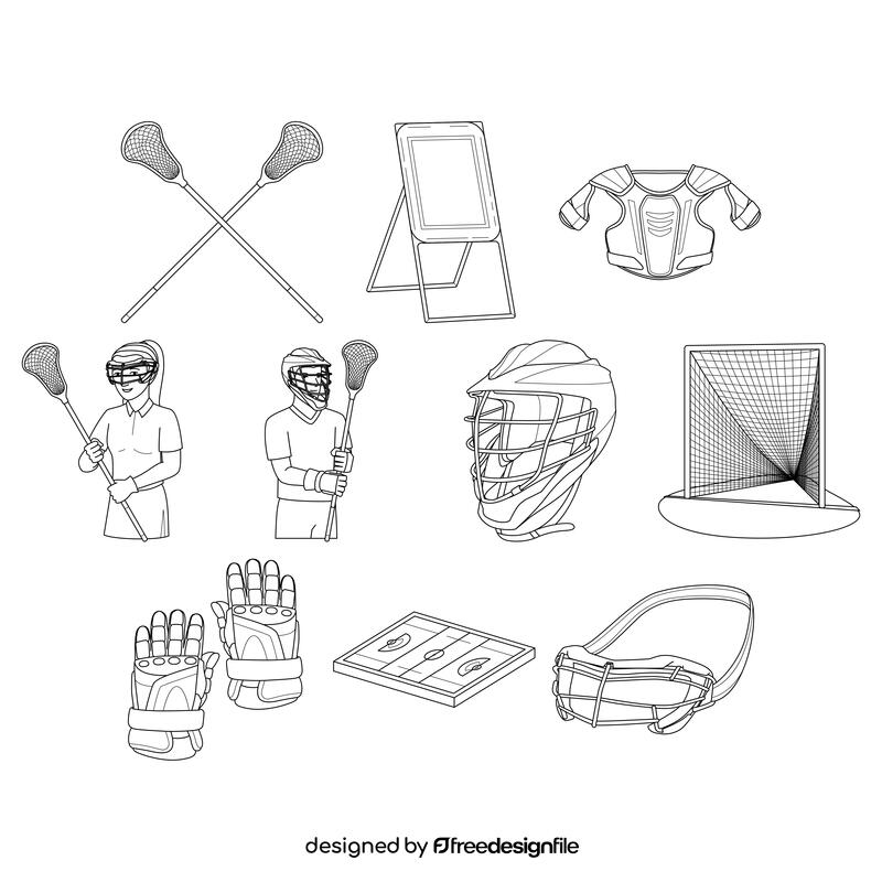 Lacrosse  Set black and white vector