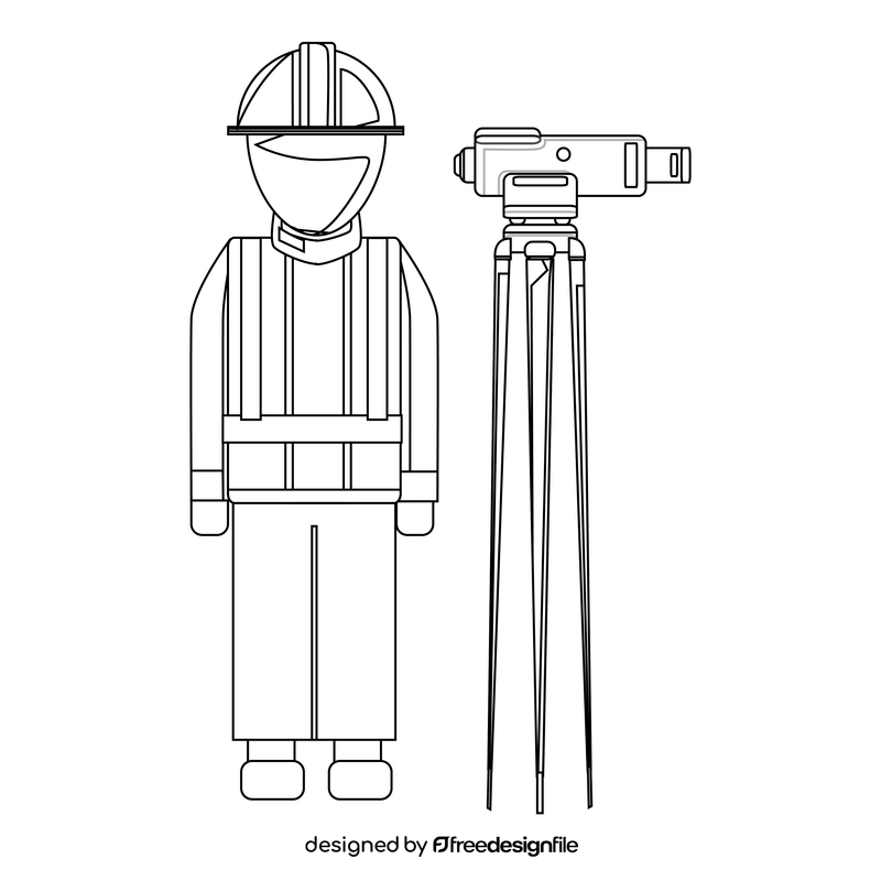 Surveyor drawing black and white clipart