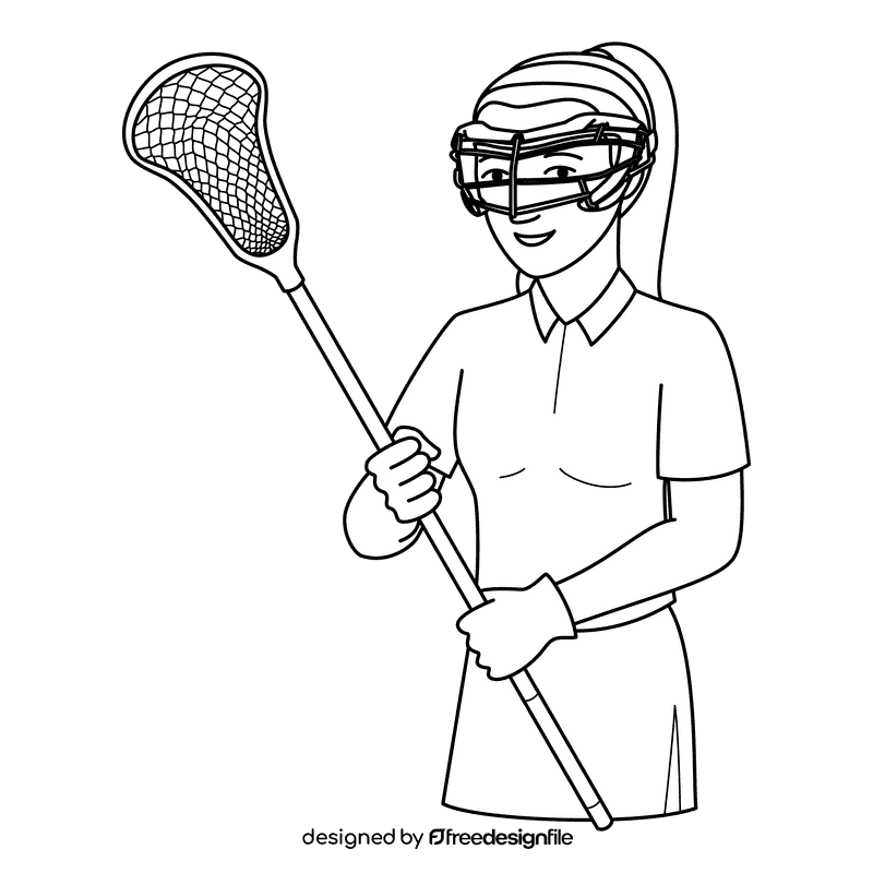 Lacrosse Player Woman black and white clipart