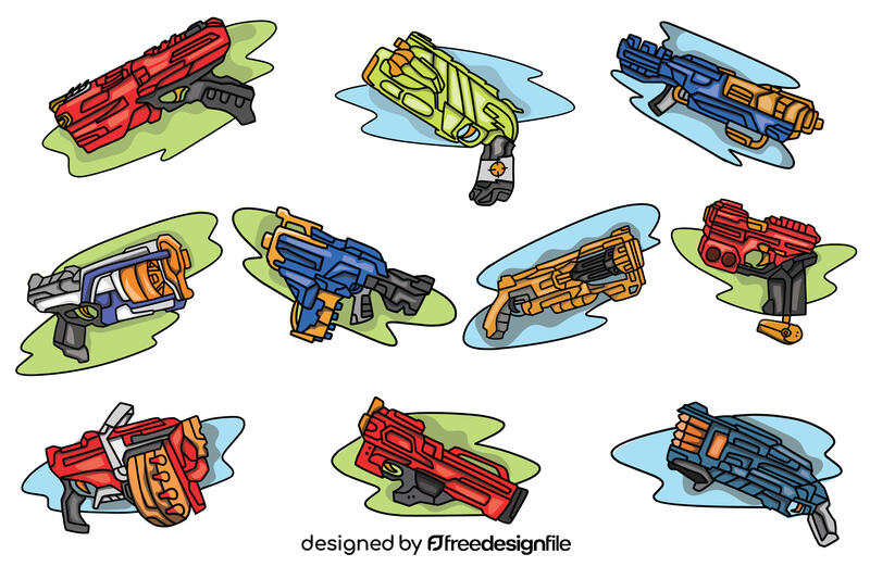 Nerf gun set vector