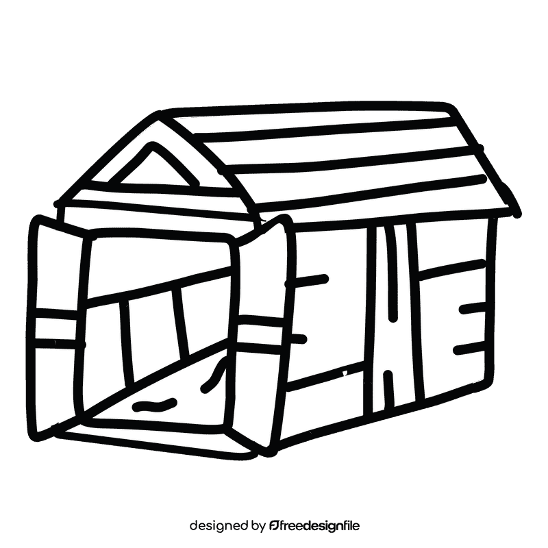 Open door farm black and white clipart