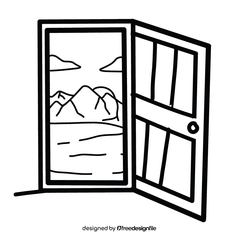 Open door nature black and white clipart