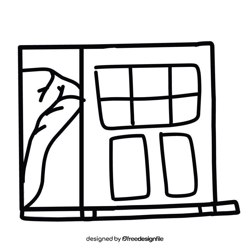 Open door slide black and white clipart