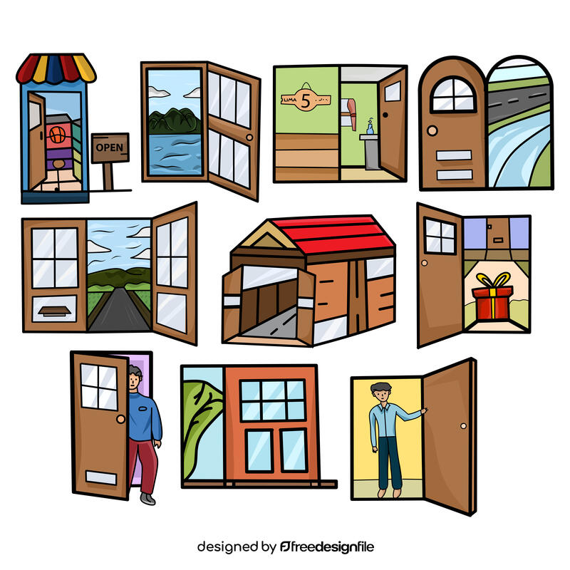 Open Door Set vector