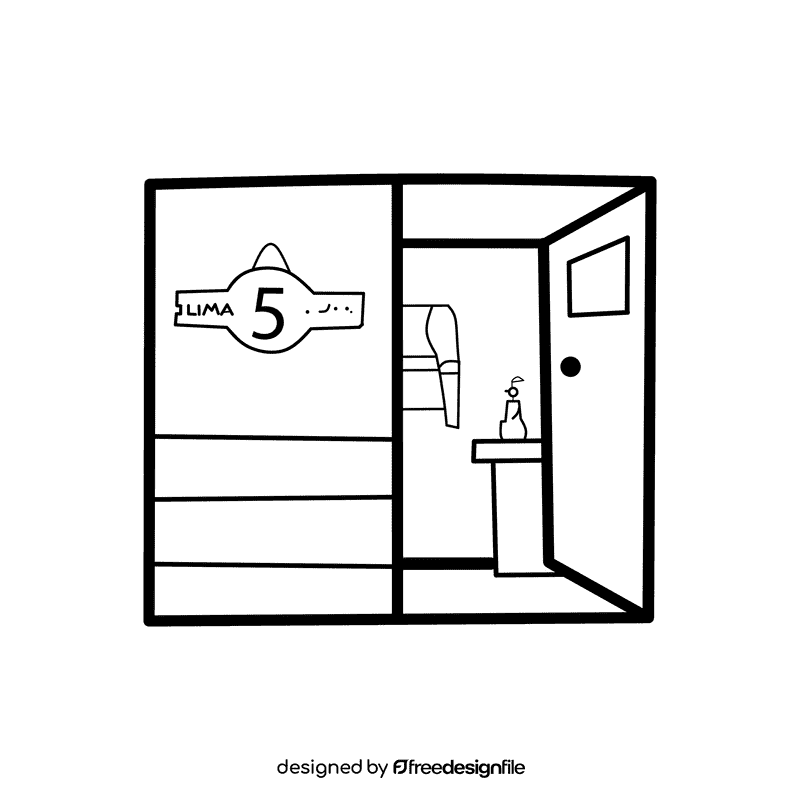 Open door Classroom black and white clipart