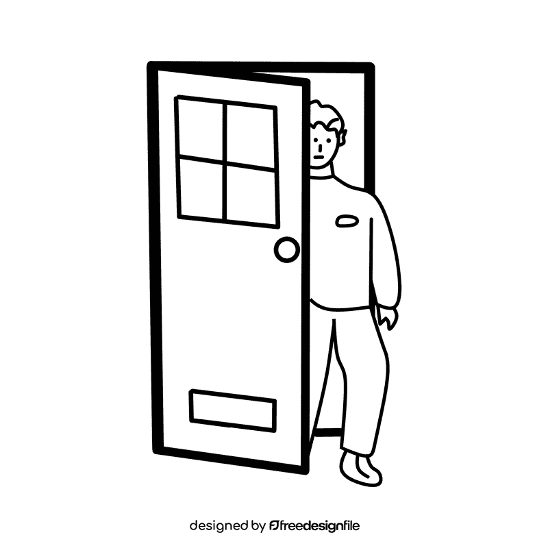 Open door Enter House black and white clipart
