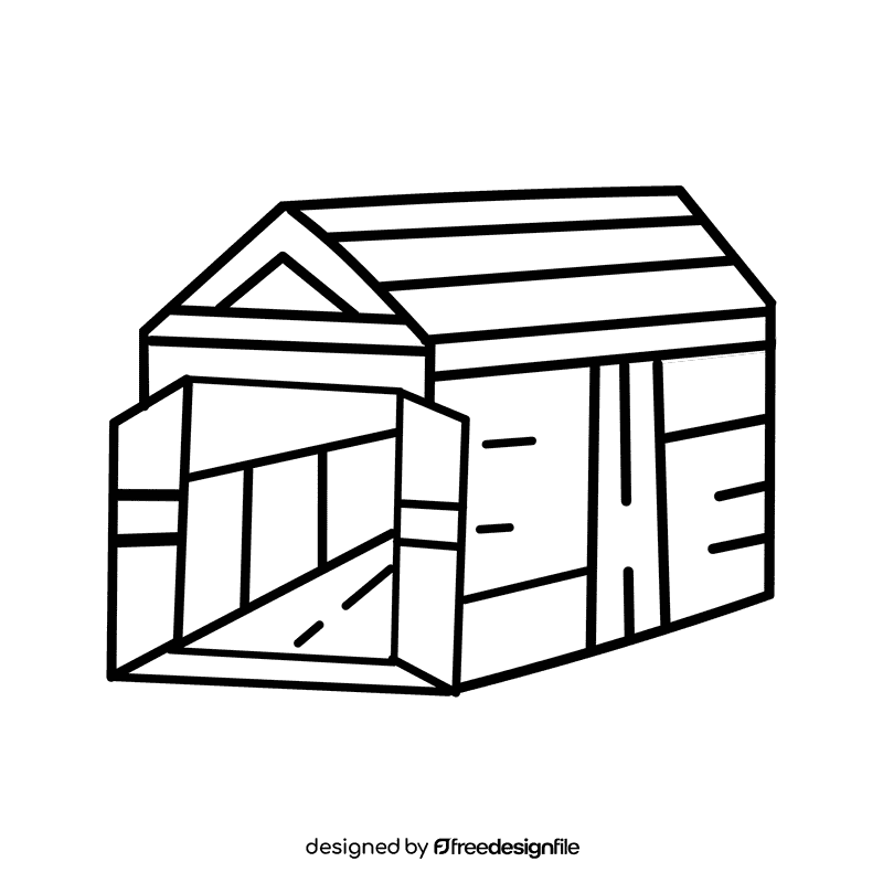 Open door Farm black and white clipart