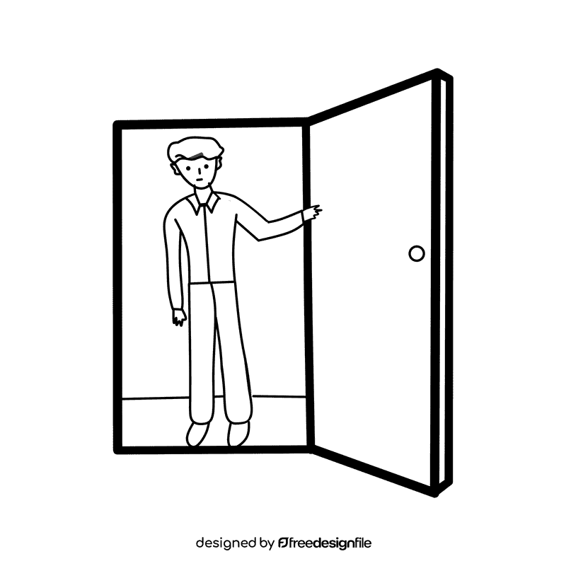 Open door Guest black and white clipart