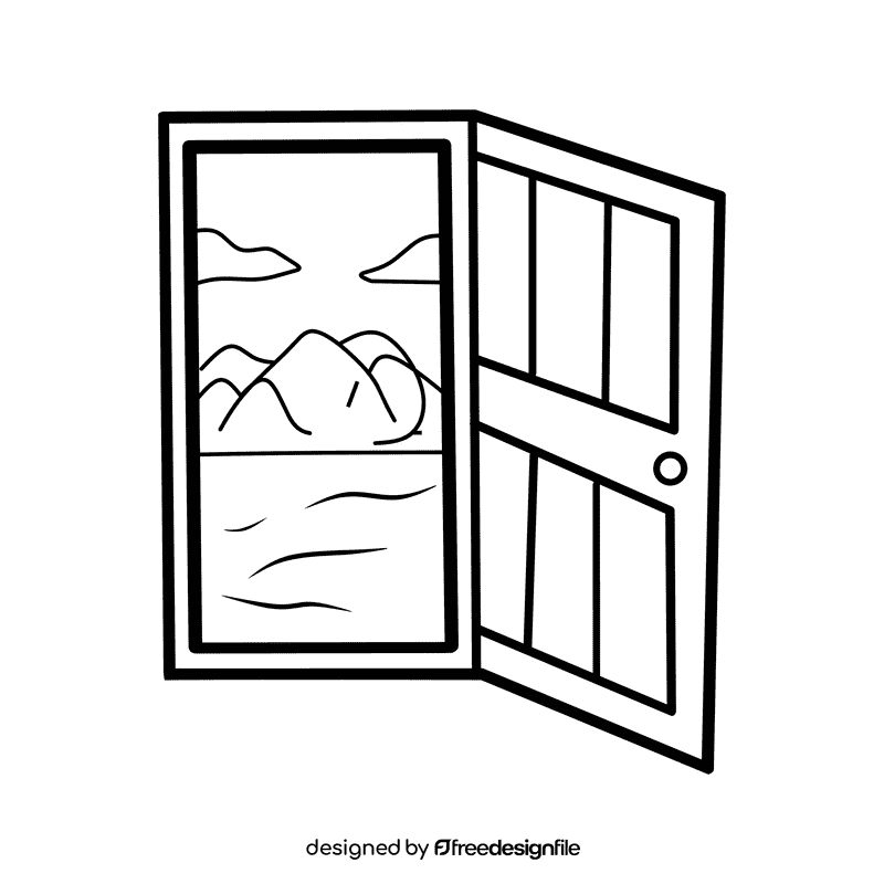 Open door Nature black and white clipart