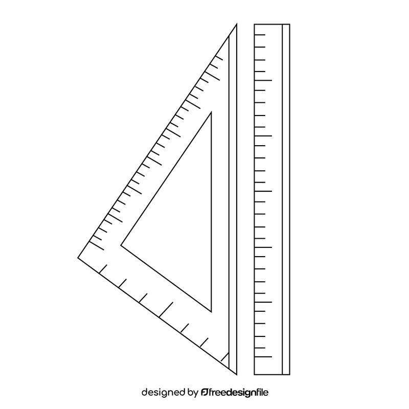 Ruler drawing black and white clipart