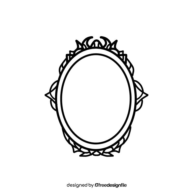 Photo Frame Oval black and white clipart