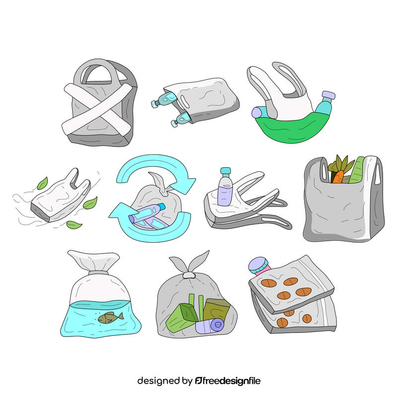 Plastic Bag vector Set vector