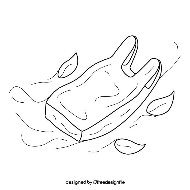 Plastic Bag Flying black and white clipart