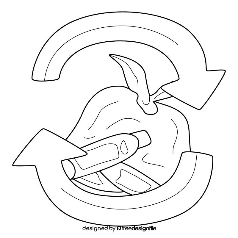 Plastic Bag Recycle black and white clipart