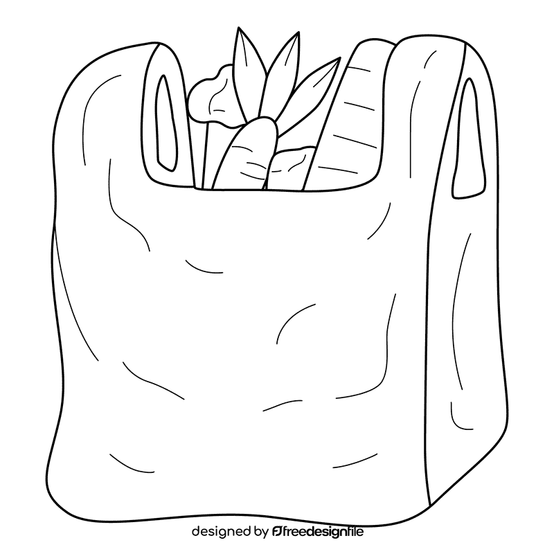 Plastic Bag Vegetable black and white clipart