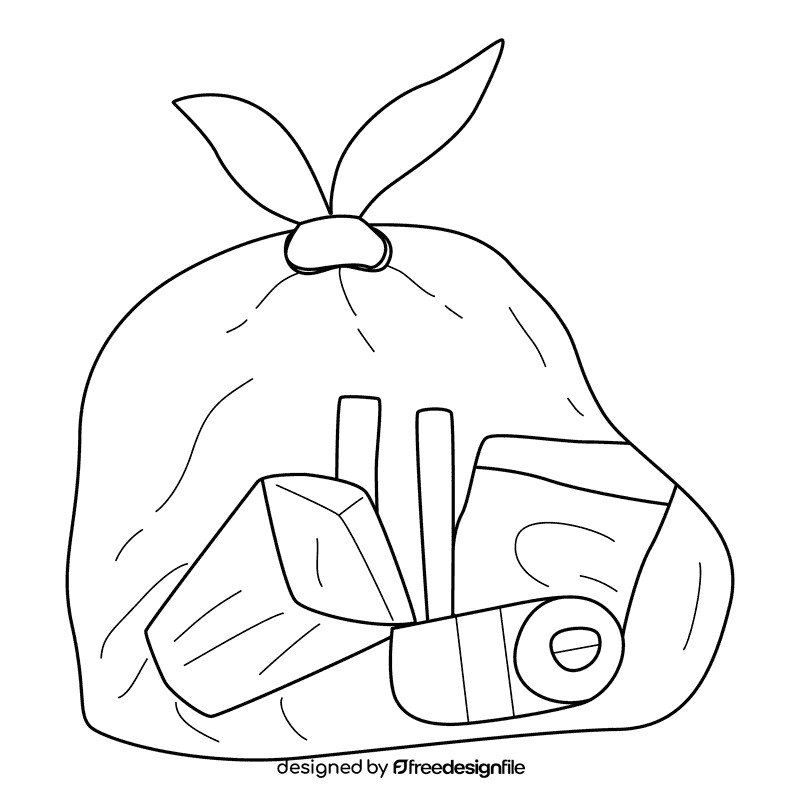Plastic Bag Wrapped black and white clipart