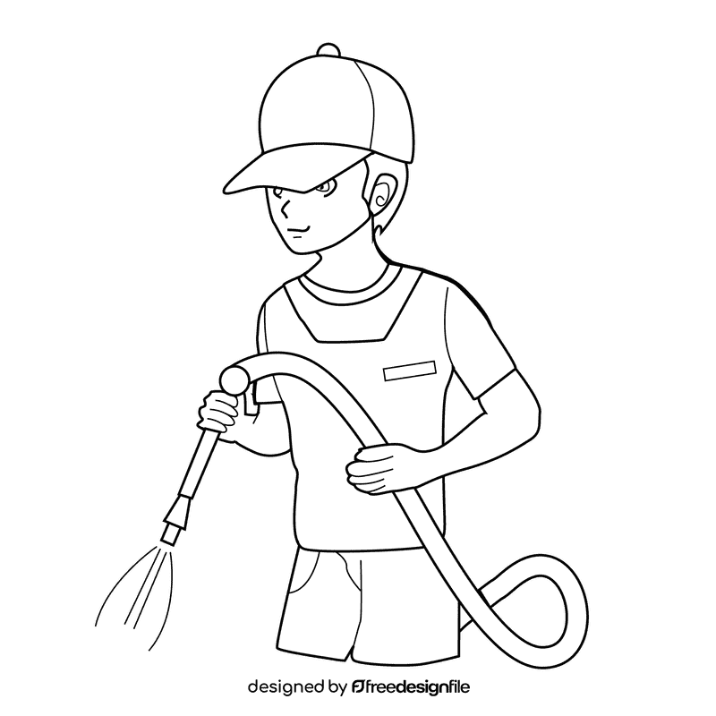 Pressure washer cleaner black and white clipart