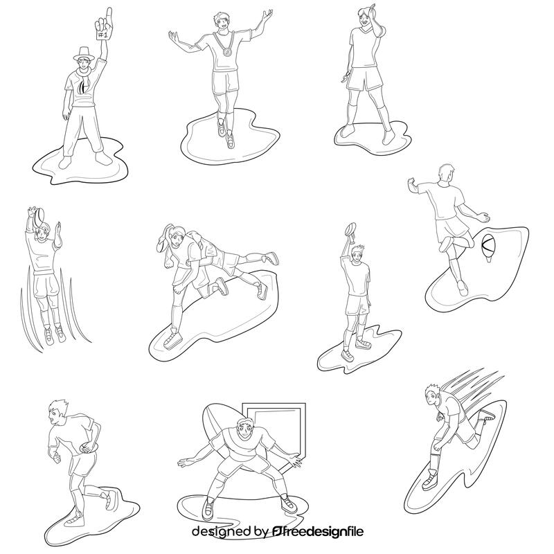Rugby Set black and white vector