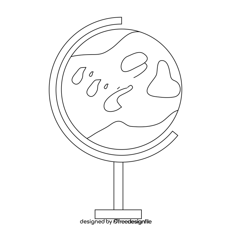 Earth globe drawing black and white clipart