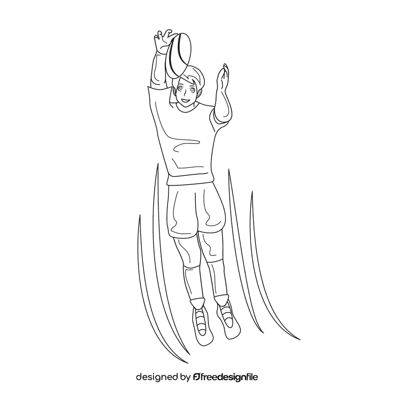 Rugby Jump black and white clipart