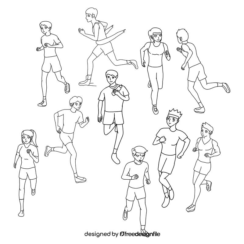 Runner Set black and white vector