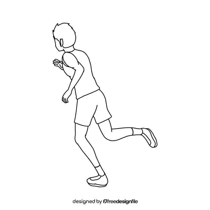 Runner From Back black and white clipart