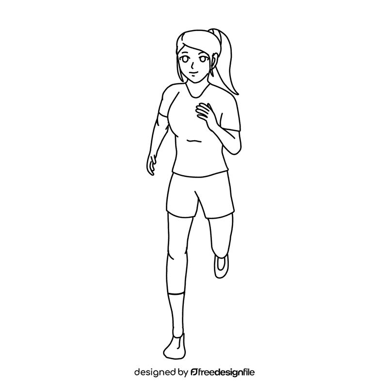 Runner Happy black and white clipart