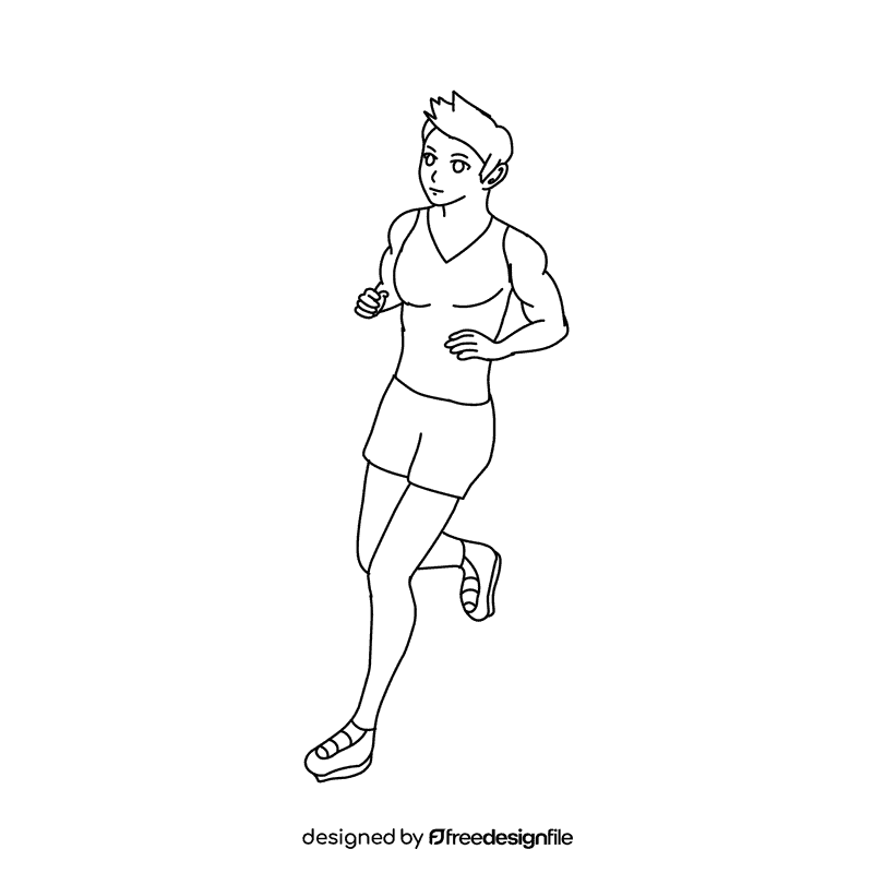 Runner Joging black and white clipart