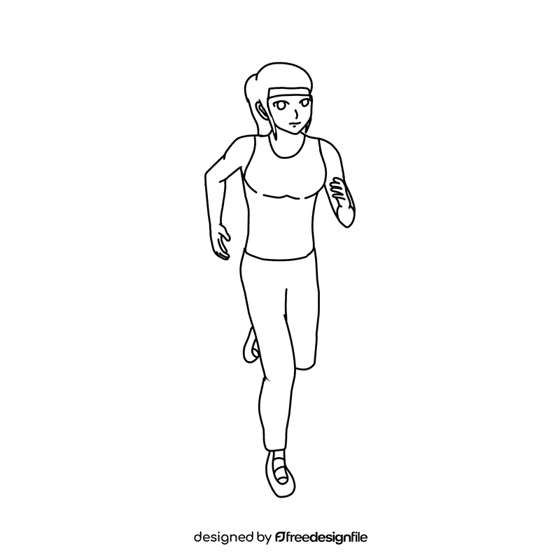 Runner Serious black and white clipart