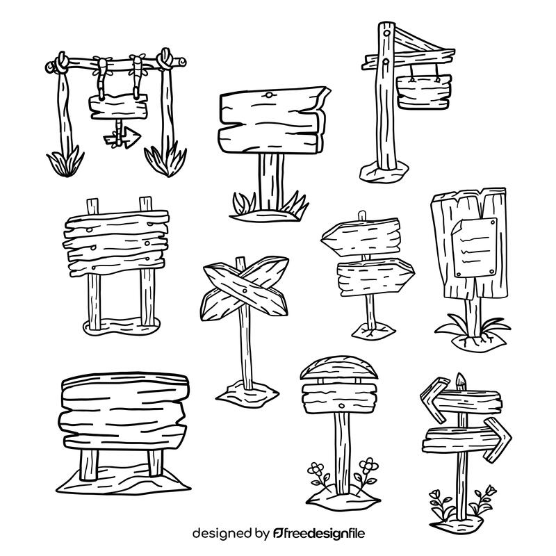 Sign Wood black and white vector