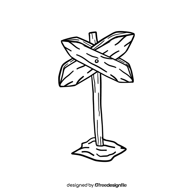 Sign Wood Cross black and white clipart