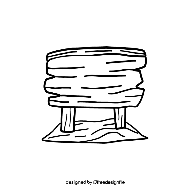 Sign Wood Large black and white clipart