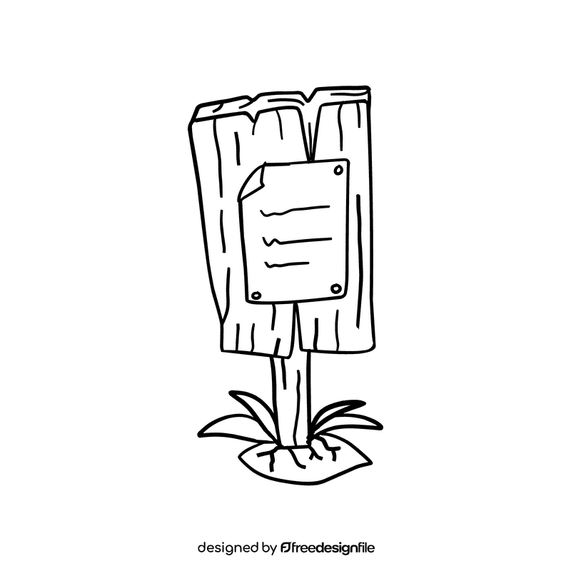 Sign Wood Paper black and white clipart