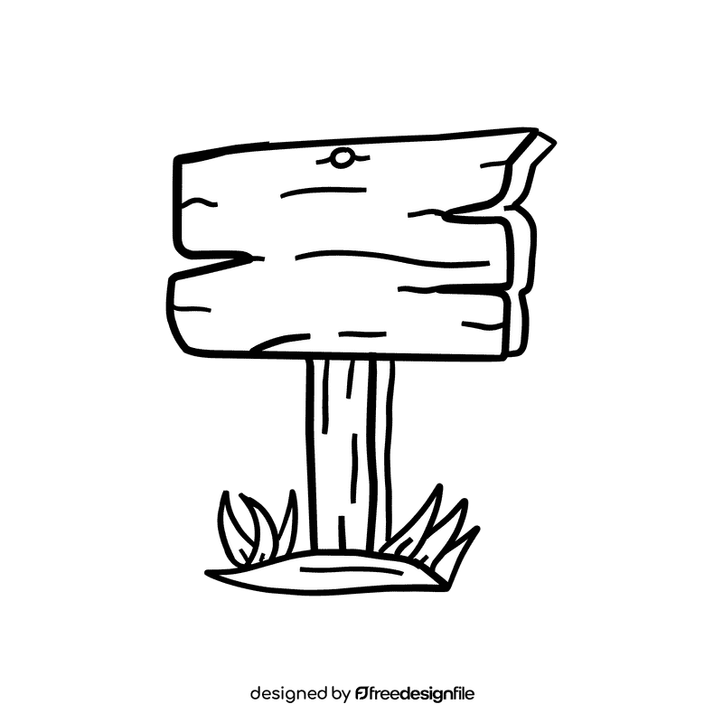 Sign Wood Single black and white clipart