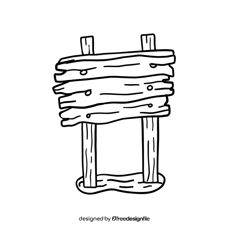 Sign Wood Stacked black and white clipart