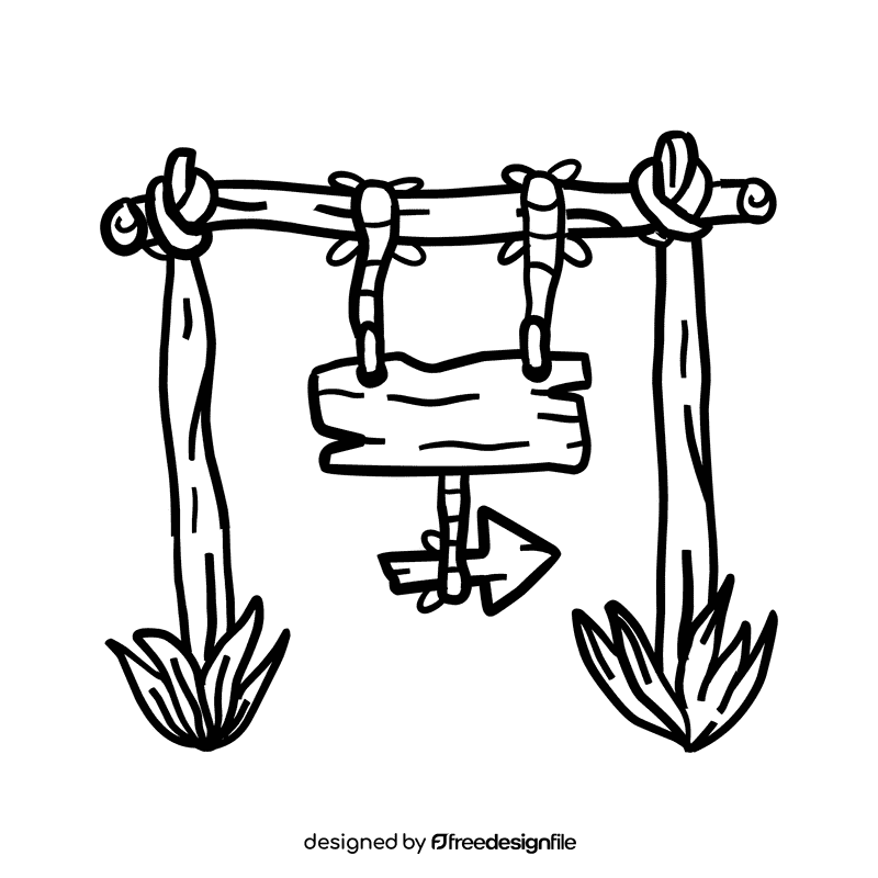 Sign Wood Traditional black and white clipart