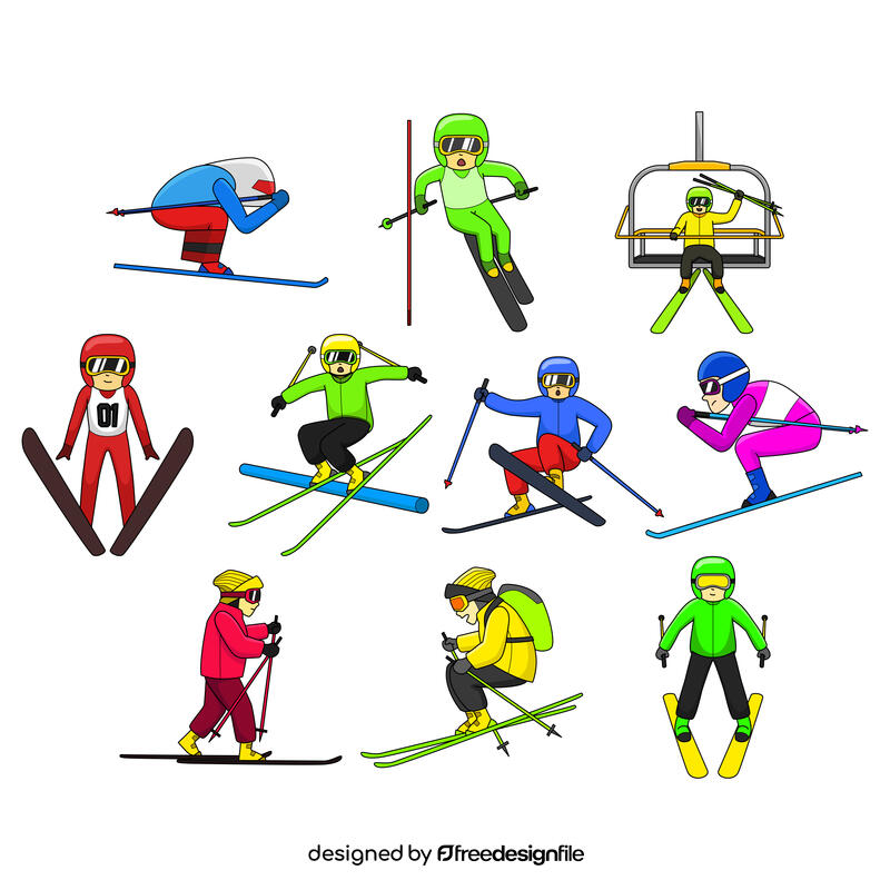 Skiing vector Set vector