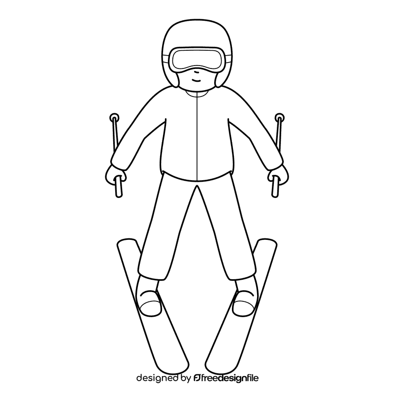 Skiing Braking black and white clipart