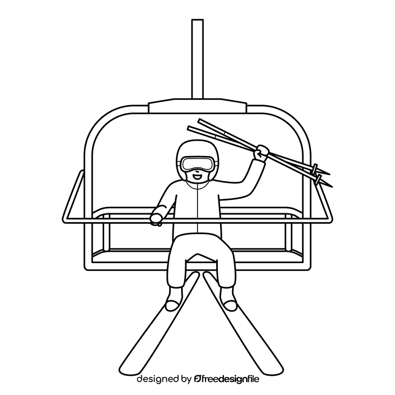 Skiing Ski Lift black and white clipart