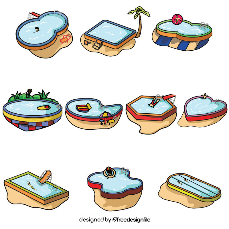 Swimming pool set vector